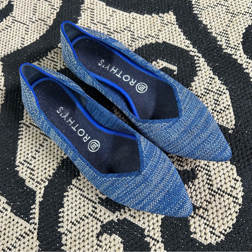 Blue/White Heather Rothys Point 8.5